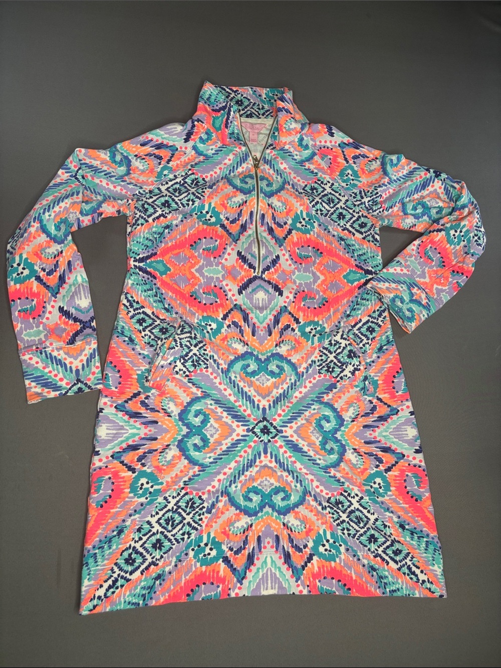 Lilly Pulitzer Skipper Dress Womens Medium UPF 50 Solar Opposite Popover Terry